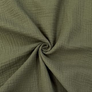 Double gauze/muslin dark moss green ORGANIC