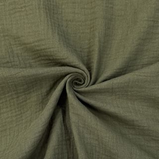 Double gauze/muslin dark moss green