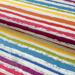 Cotton fabric Big stripes Snoozy multirainbow