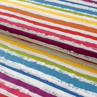 Cotton fabric Big stripes Snoozy multirainbow