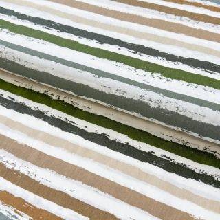 Cotton fabric Big stripes Snoozy old green