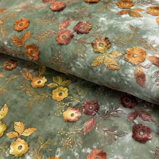 Cotton fabric TIE DYE EMBROIDERY Poppy design O