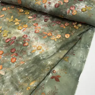 Cotton fabric TIE DYE EMBROIDERY Poppy design O
