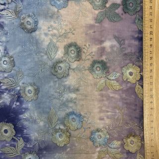 Cotton fabric TIE DYE EMBROIDERY Poppy design T