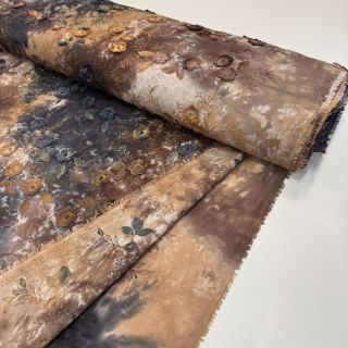 Cotton fabric TIE DYE EMBROIDERY Poppy design M