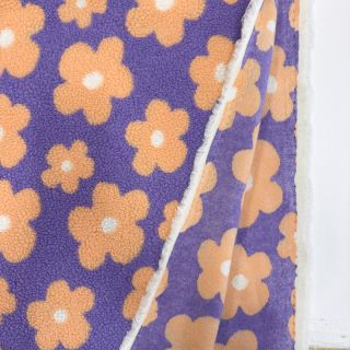Coat fabric TEDDY JACQUARD Flowers lilac/apricot