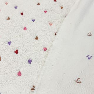 Coat fabric TEDDY Tossed hearts multi