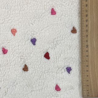Coat fabric TEDDY Tossed hearts multi