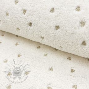 Coat fabric TEDDY Tossed hearts gold