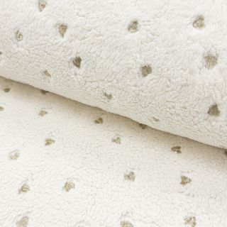 Coat fabric TEDDY Tossed hearts gold