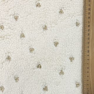 Coat fabric TEDDY Tossed hearts gold