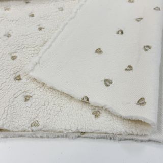 Coat fabric TEDDY Tossed hearts gold