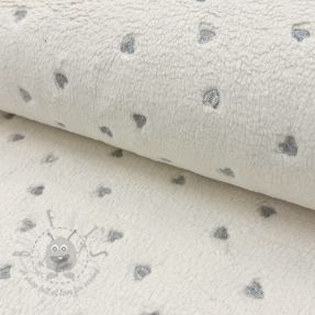Coat fabric TEDDY Tossed hearts silver