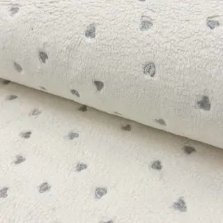 Coat fabric TEDDY Tossed hearts silver