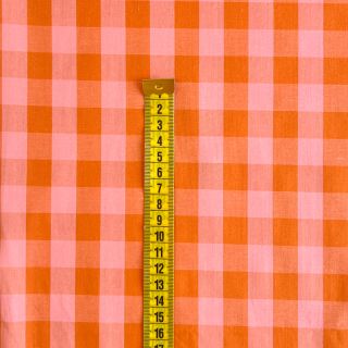 Cotton fabric YARN DYED CHECKS orange salmon