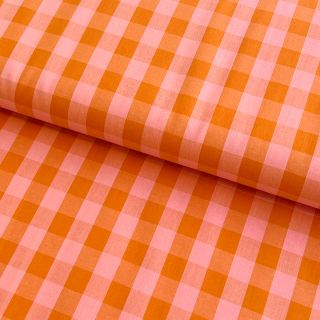 Cotton fabric YARN DYED CHECKS orange salmon