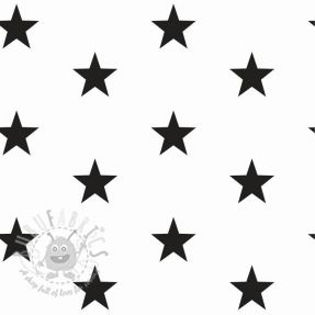 Cotton fabric Stars white/black