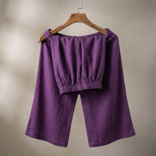 Linen enzyme washed dark purple