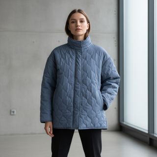 Stepped fabric Round jeans