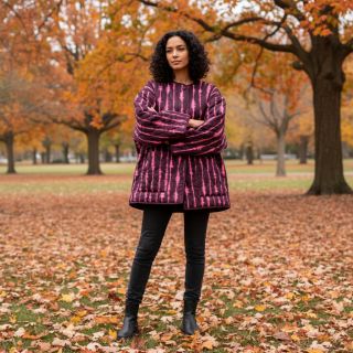 Stepped fabric VELVET Stripes cerise