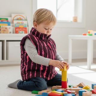 Stepped fabric VELVET Stripes cerise