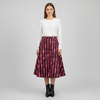 Stepped fabric VELVET Stripes cerise