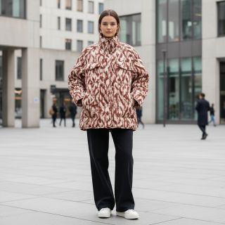 Stepped fabric Blurry Ikat brown