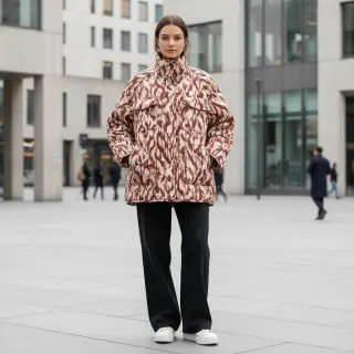 Stepped fabric Blurry Ikat brown