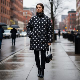 Stepped fabric FOIL Dot navy