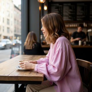 Linen enzyme washed 170 g baby pink