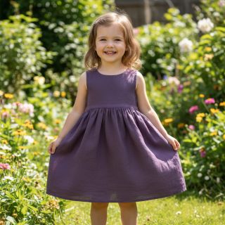 Linen enzyme washed 170 g aubergine