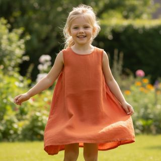 Linen enzyme washed 170 g pumpkin orange