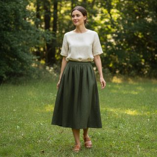 Linen enzyme washed 170 g army green