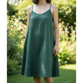 Linen enzyme washed 170 g forest green