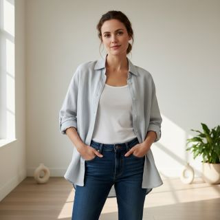 Linen enzyme washed 170 g light blue