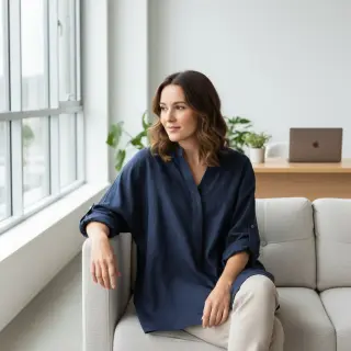 Linen enzyme washed 170 g navy