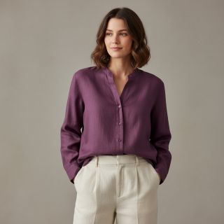 Linen enzyme washed 170 g mulberry