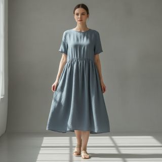 Linen enzyme washed 170 g ocean green