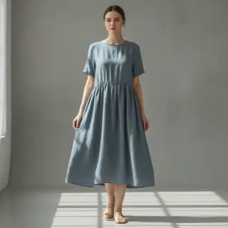 Linen enzyme washed 170 g ocean green