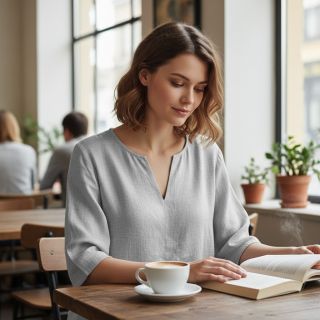 Linen enzyme washed pale grey