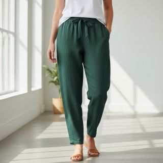 Linen enzyme washed shady green