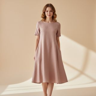 Linen enzyme washed light salmon