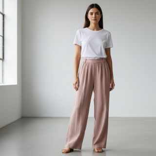 Linen enzyme washed light salmon