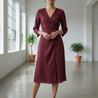 Linen enzyme washed bordeaux