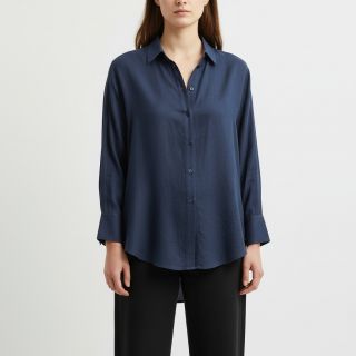 Linen enzyme washed indigo