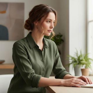 Linen enzyme washed forest green