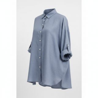 Linen enzyme washed blue shadow