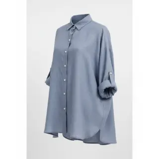 Linen enzyme washed blue shadow