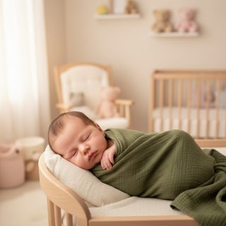 Double gauze/muslin dark moss green