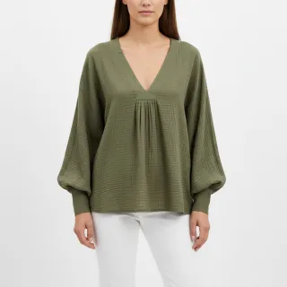 Double gauze/muslin dark moss green